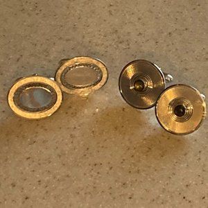 Cufflinks 2 Sets Round Purple Stone Sterling & Oval Engravable Vintage